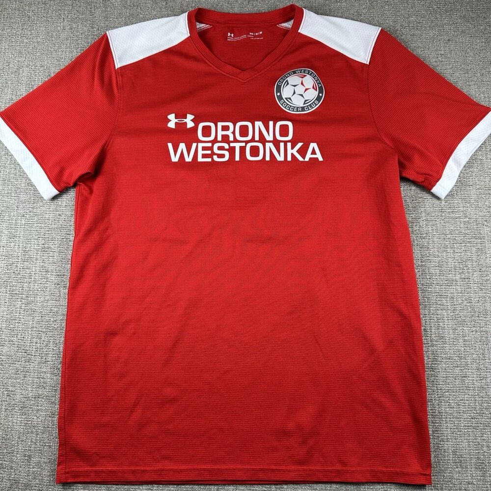 Under Armour Orono Westonka Soccer Club Jersey Red White Men's Size Medium